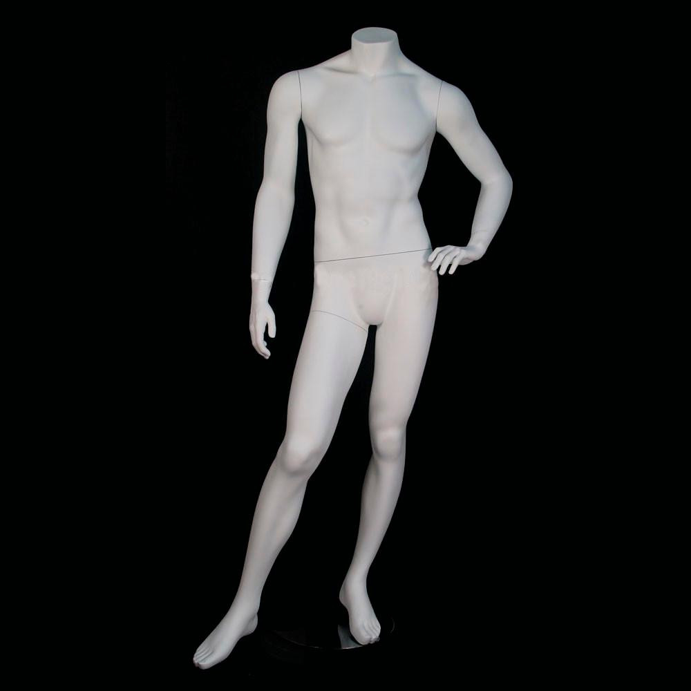 Male Full Body Mannequin w/ Arms On Waist - Color White